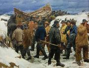 Michael Ancher The Lifeboat is Taken through the Dunes USA oil painting artist